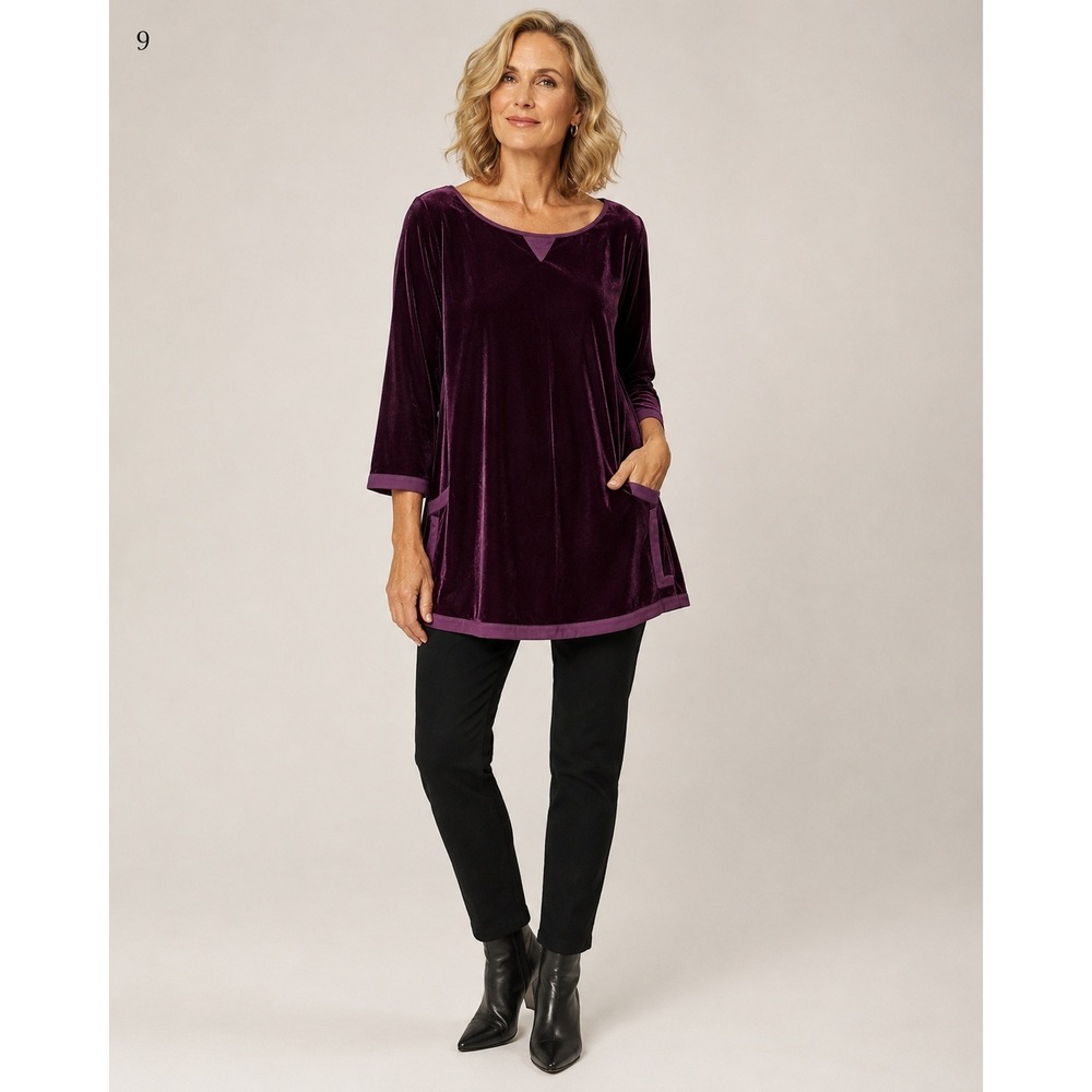 Soft Surroundings Velvet Tunic Topโ Womens Large Plum Purple